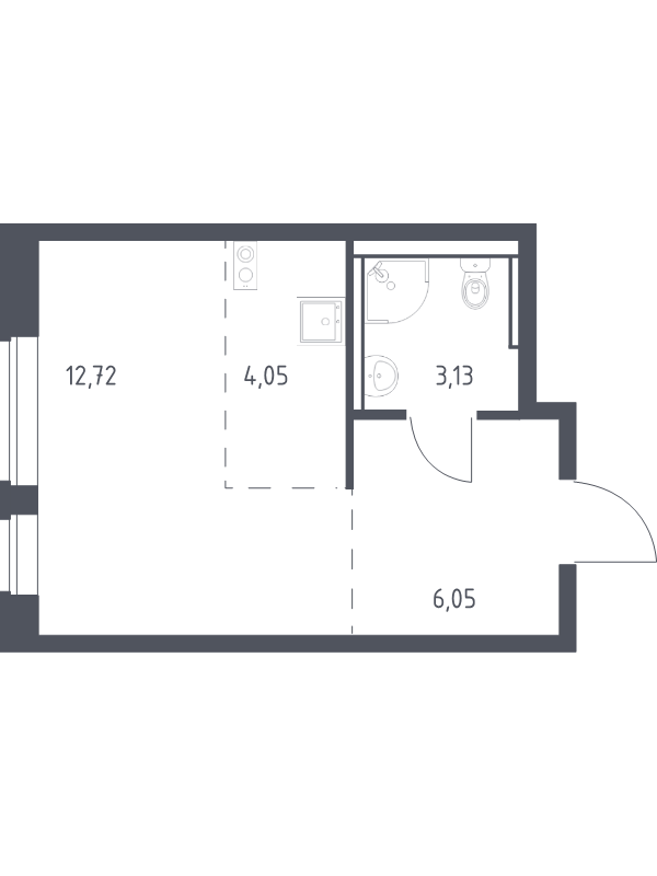 Студия 26,3 м²