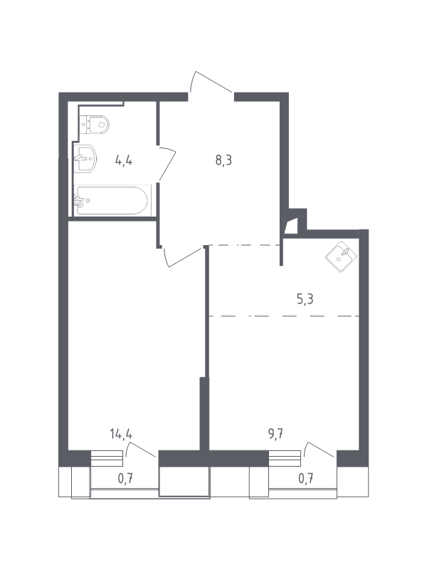 2 ккв (Евро) 43 м²