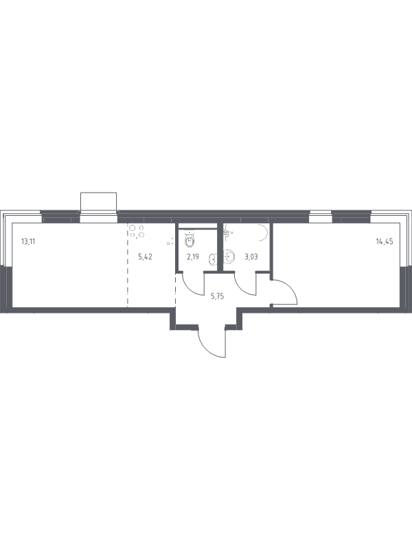 2 ккв (Евро) 43,7 м²
