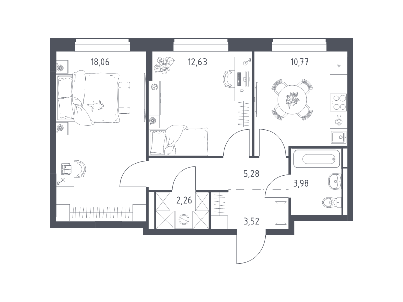 2 ккв 56,5 м²
