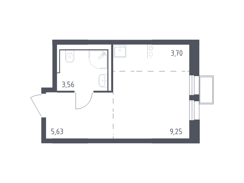 Студия 22,1 м²