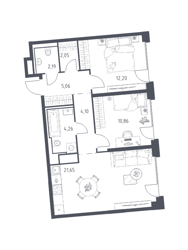 3 ккв (Евро) 62,4 м²
