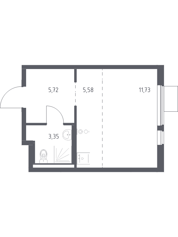Студия 26,4 м²
