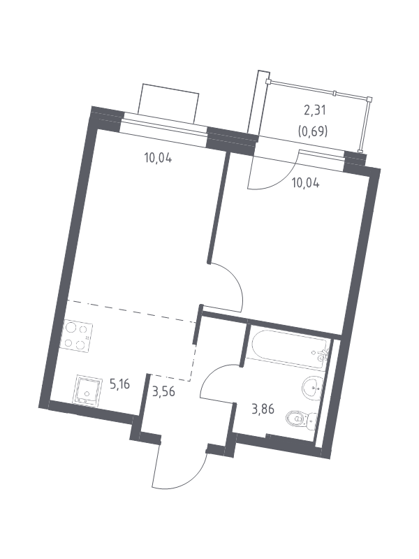 2 ккв (Евро) 33,4 м²