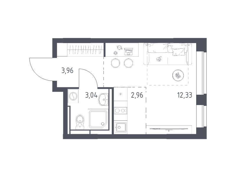 Студия 22,3 м²