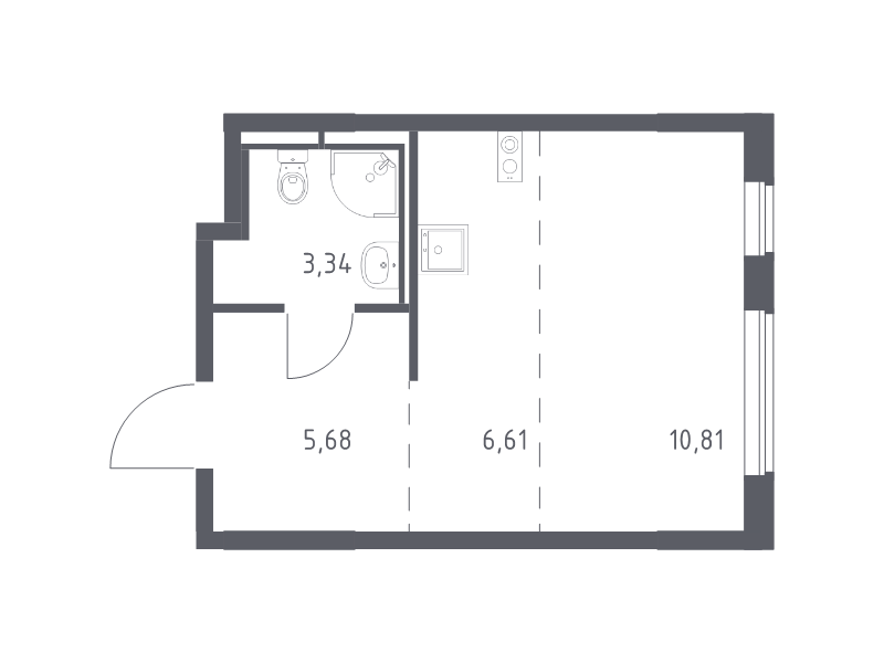 Студия 26,4 м²