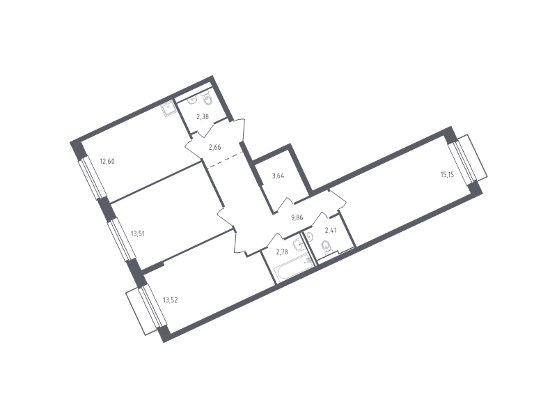 3 ккв 77,4 м²