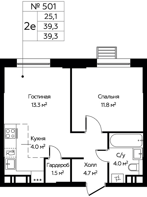 2 ккв (Евро) 38,3 м²