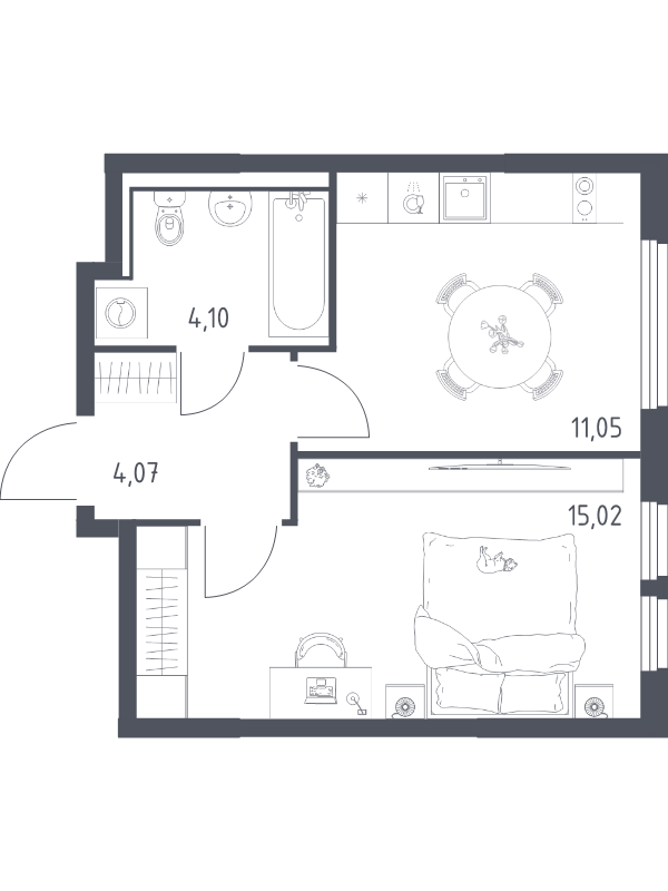 1 ккв 34,2 м²