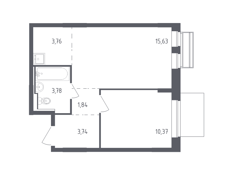 2 ккв (Евро) 39,1 м²