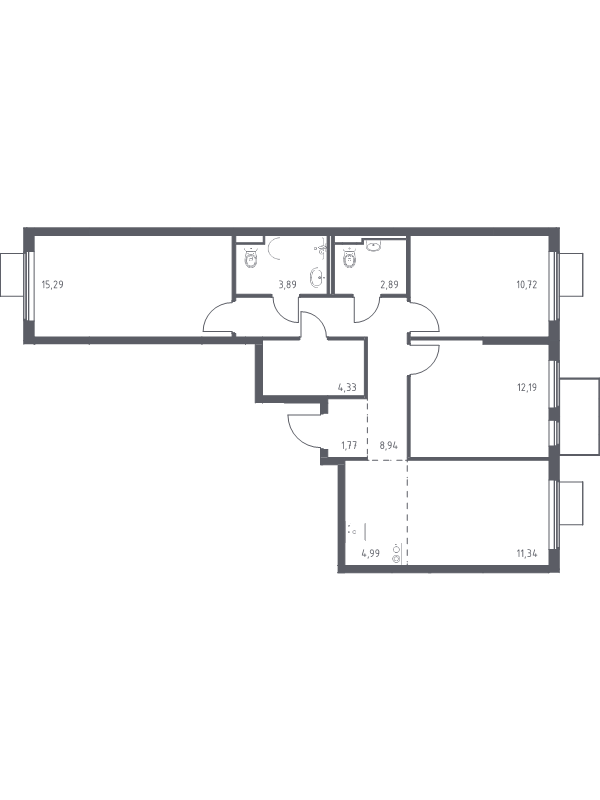4 ккв (Евро) 76,4 м²