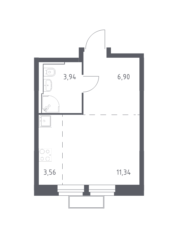 Студия 25,7 м²
