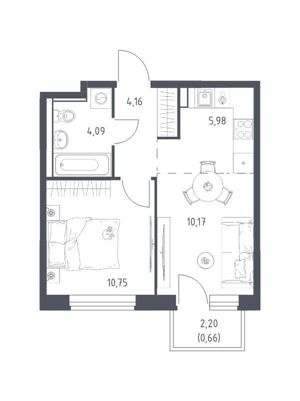 2 ккв (Евро) 35,8 м²