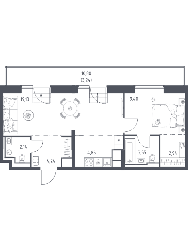 2 ккв (Евро) 49,5 м²