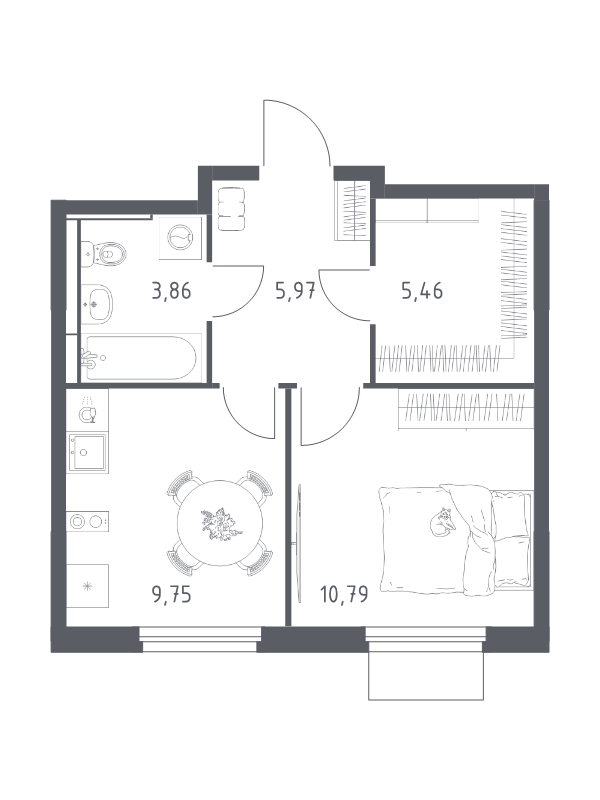 1 ккв 35,8 м²