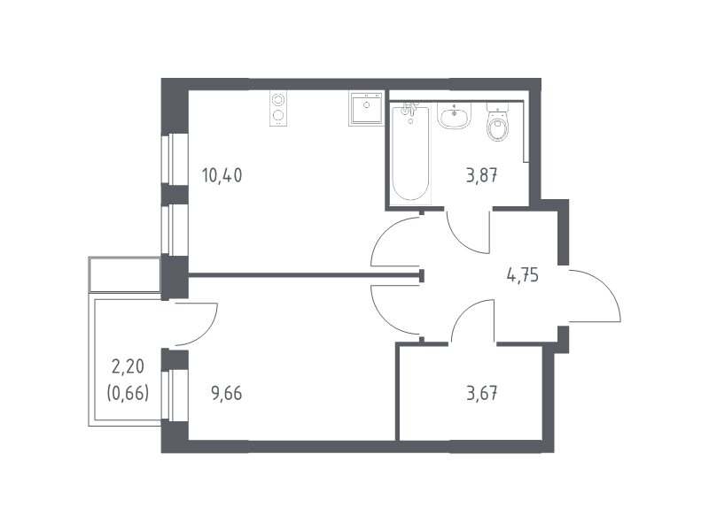 1 ккв 33 м²