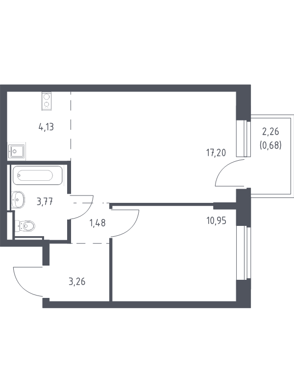 2 ккв (Евро) 41,6 м²