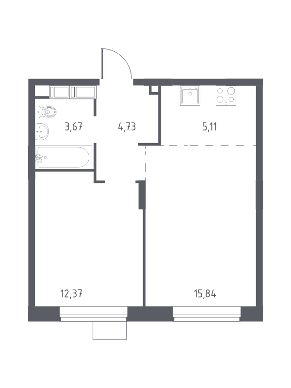 2 ккв (Евро) 40,5 м²