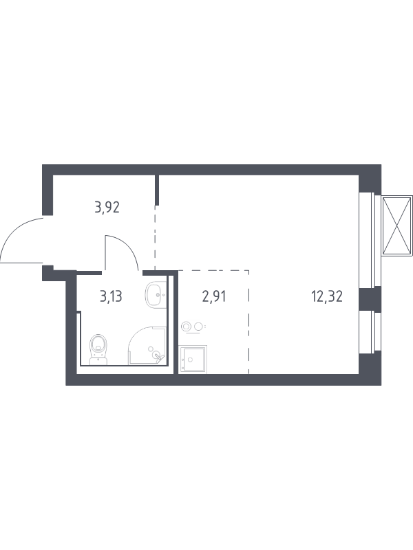 Студия 22,1 м²