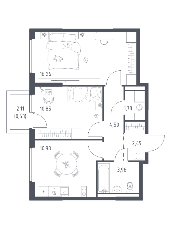 2 ккв 51,5 м²