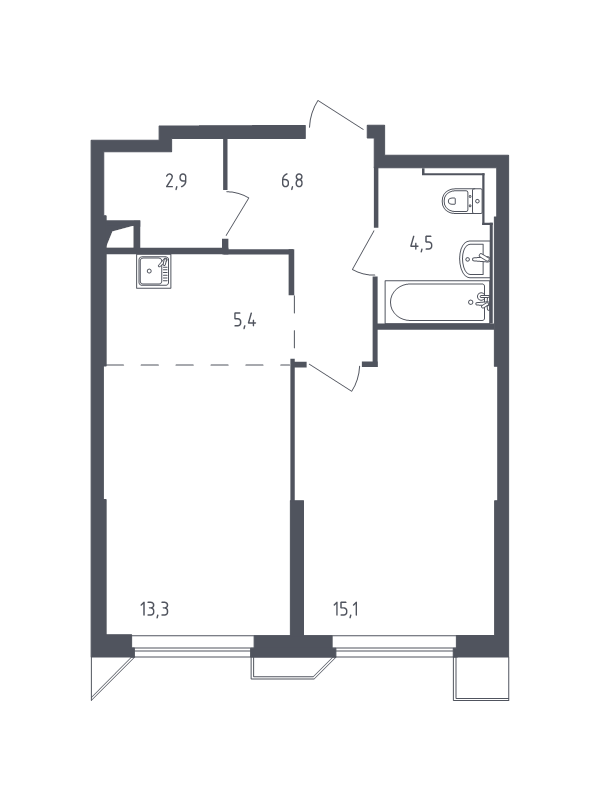 2 ккв (Евро) 47,9 м²