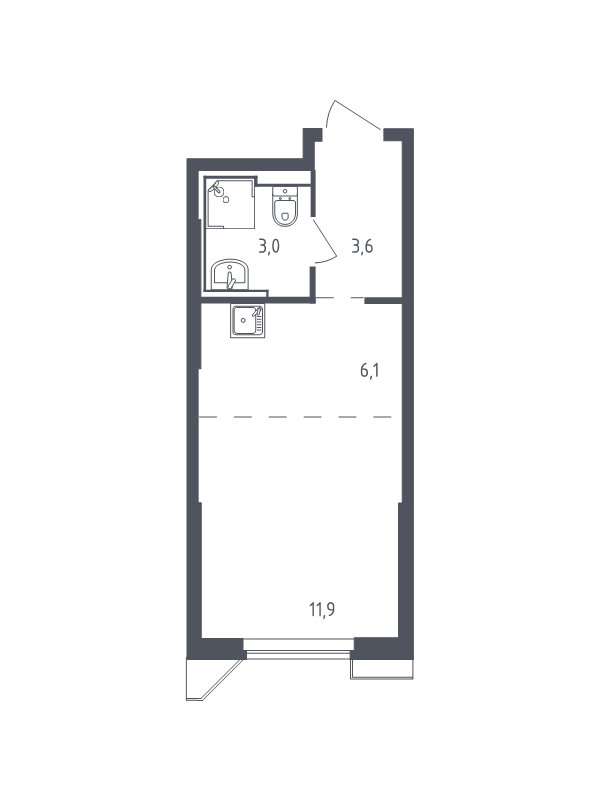 Студия 24,4 м²