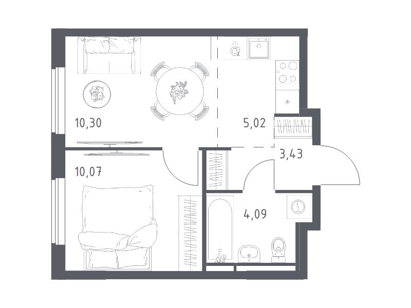 2 ккв (Евро) 32,9 м²