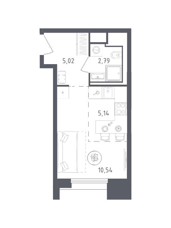 Студия 23,5 м²