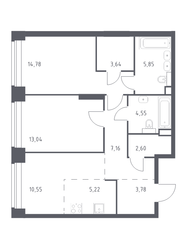 3 ккв (Евро) 71,2 м²