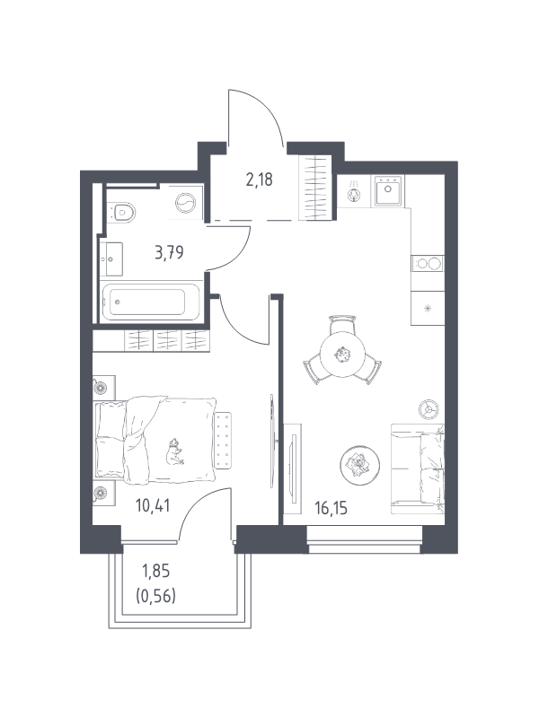 2 ккв (Евро) 33,1 м²
