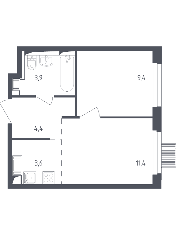 2 ккв (Евро) 32,1 м²