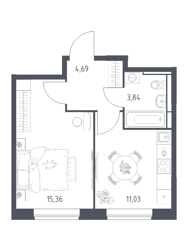 1 ккв 34,9 м²