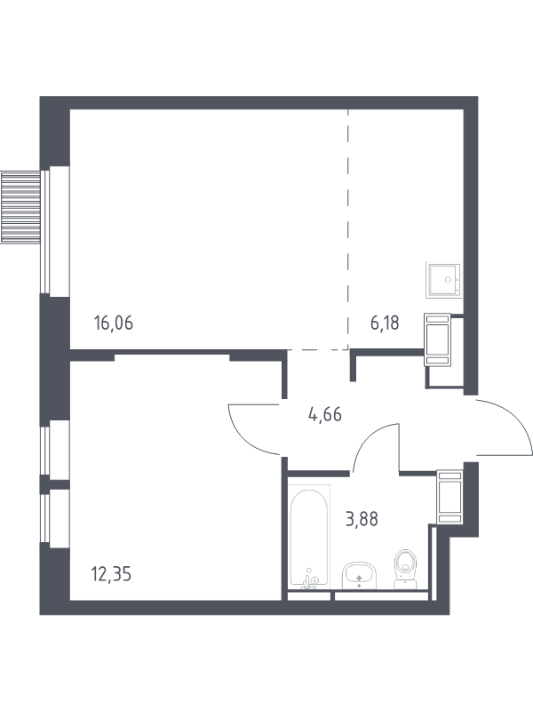 2 ккв (Евро) 43,1 м²