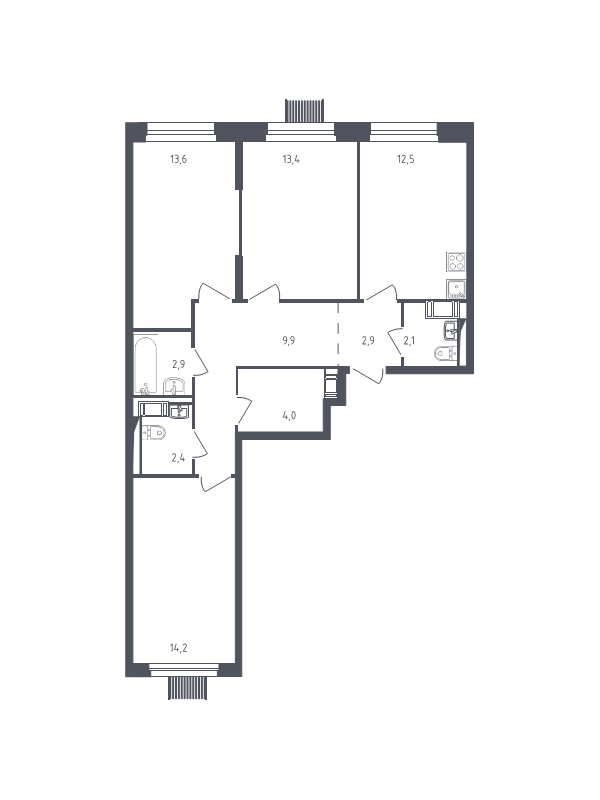 3 ккв 76,8 м²