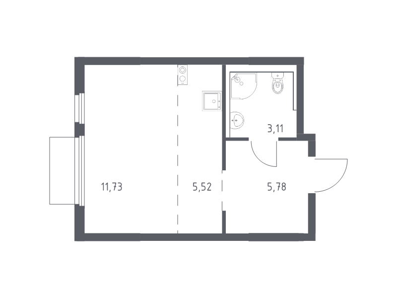 Студия 26,1 м²