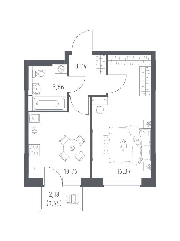 1 ккв 35,4 м²