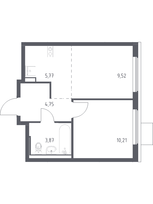 2 ккв (Евро) 34,1 м²