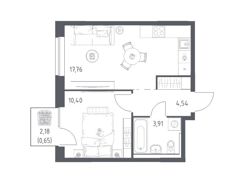 2 ккв (Евро) 37,3 м²