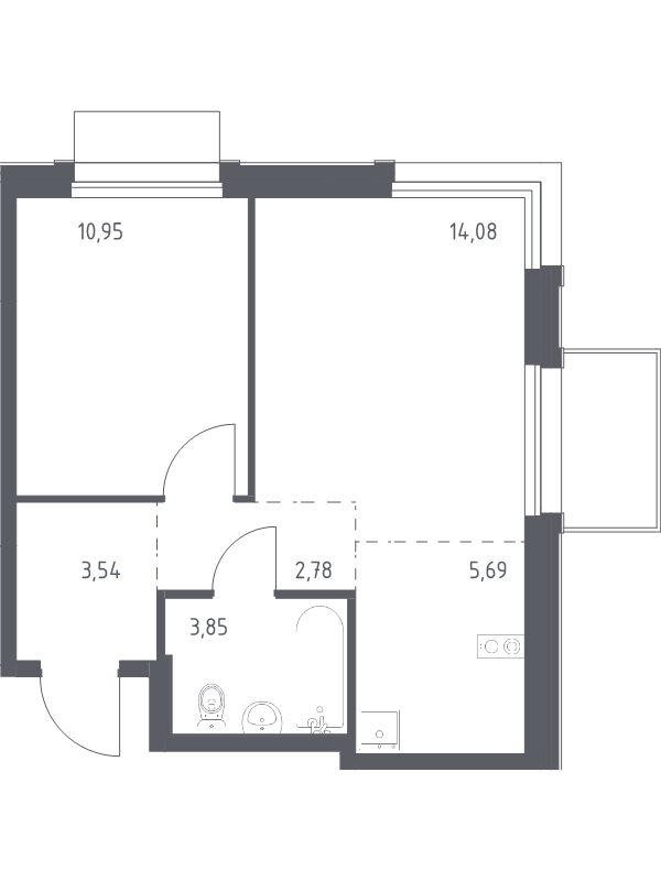 2 ккв (Евро) 40,9 м²