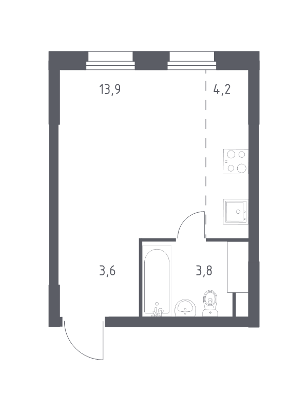Студия 24,9 м²