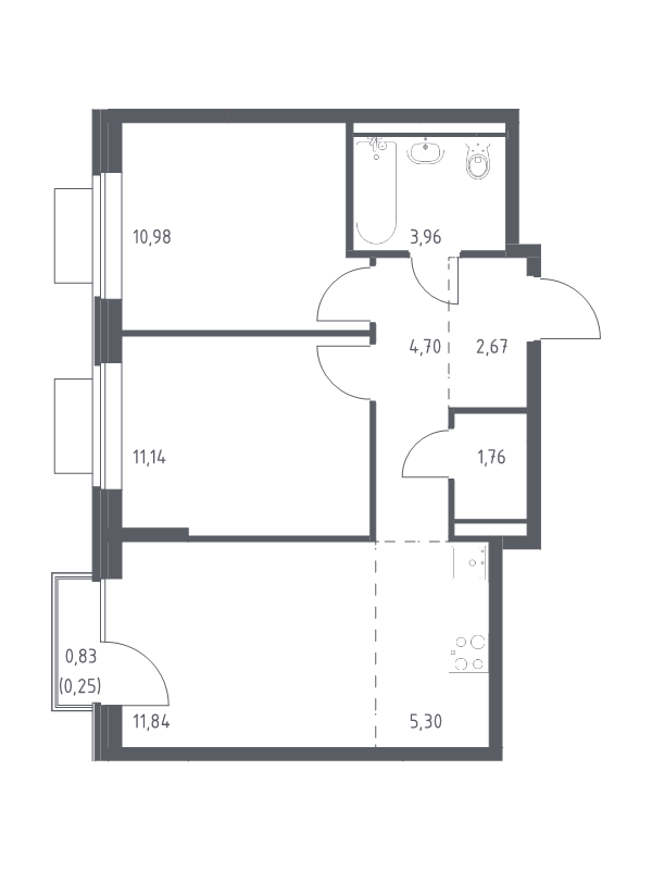3 ккв (Евро) 52,6 м²
