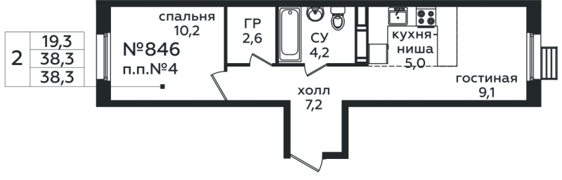 1 ккв 38,2 м²
