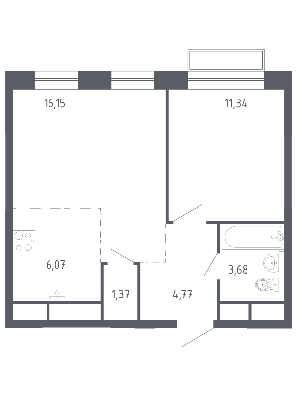 2 ккв (Евро) 42,7 м²