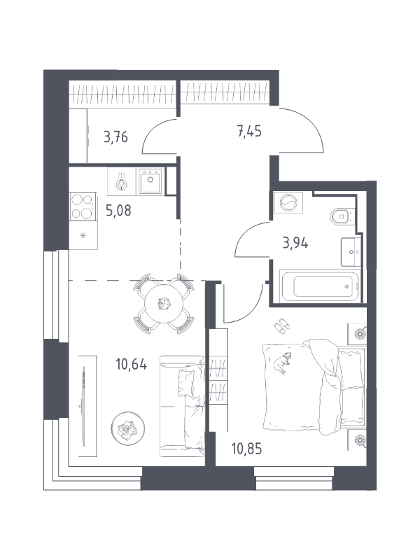 2 ккв (Евро) 41,7 м²