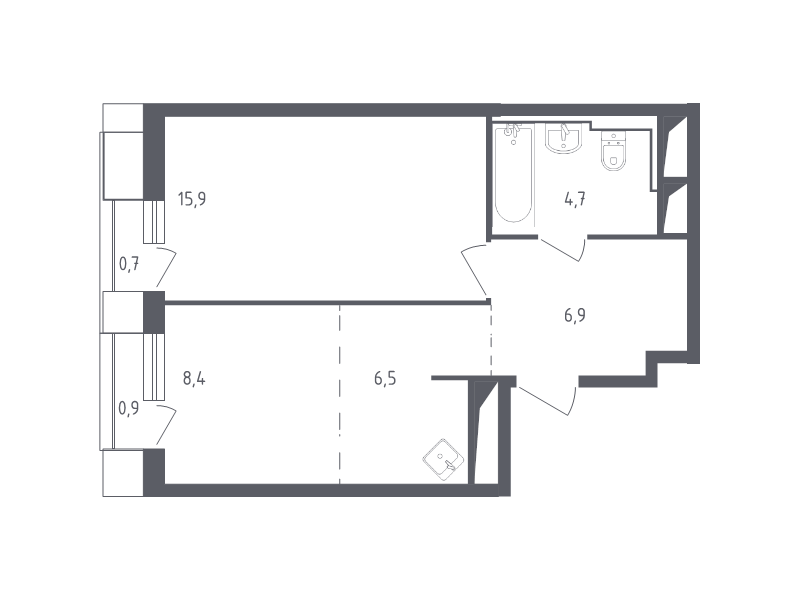 2 ккв (Евро) 44,6 м²