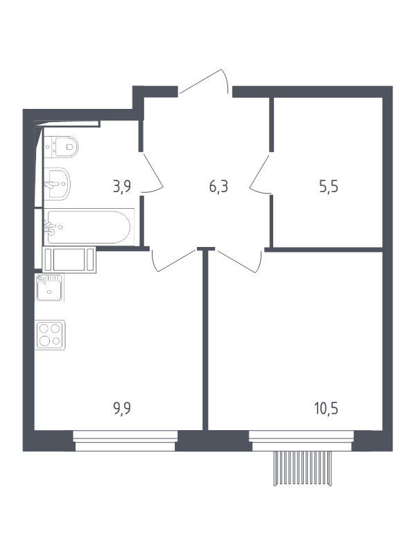 1 ккв 35,5 м²