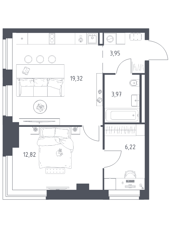 2 ккв (Евро) 46,3 м²