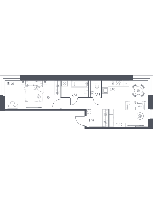 2 ккв (Евро) 49,2 м²