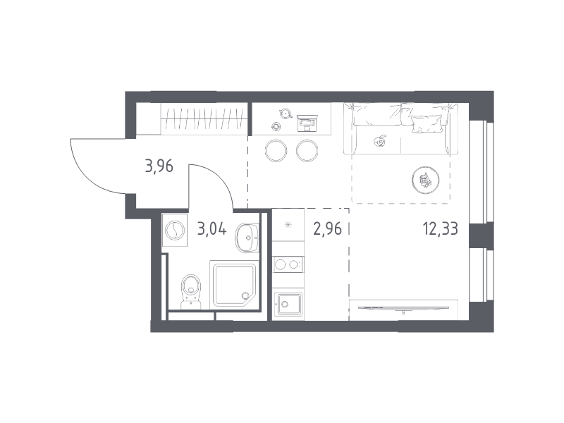 Студия 22,3 м²