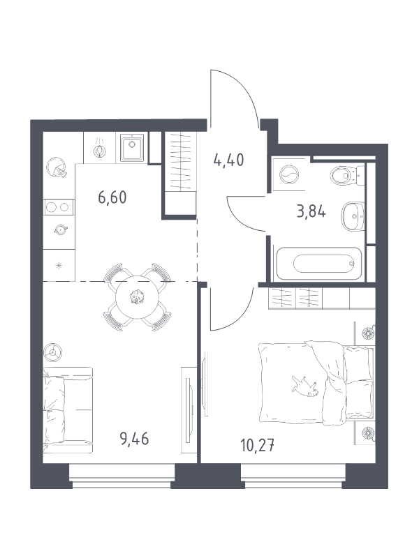 2 ккв (Евро) 34,6 м²